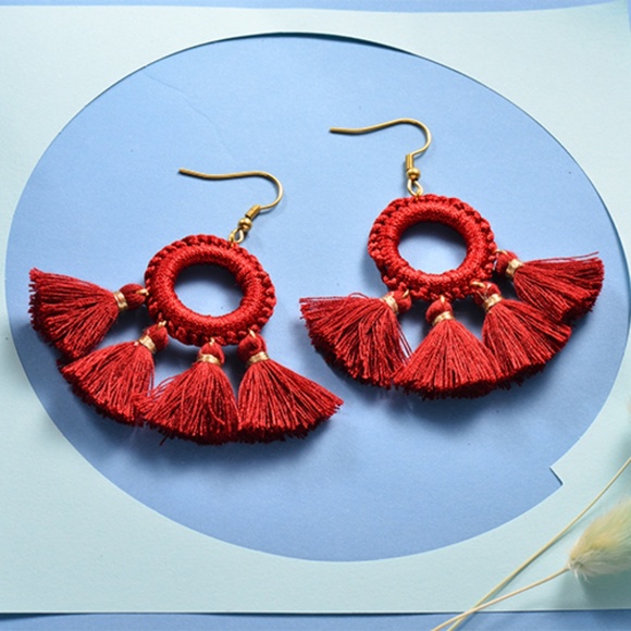 Handmade tassel earrings - Picture 4 of 8